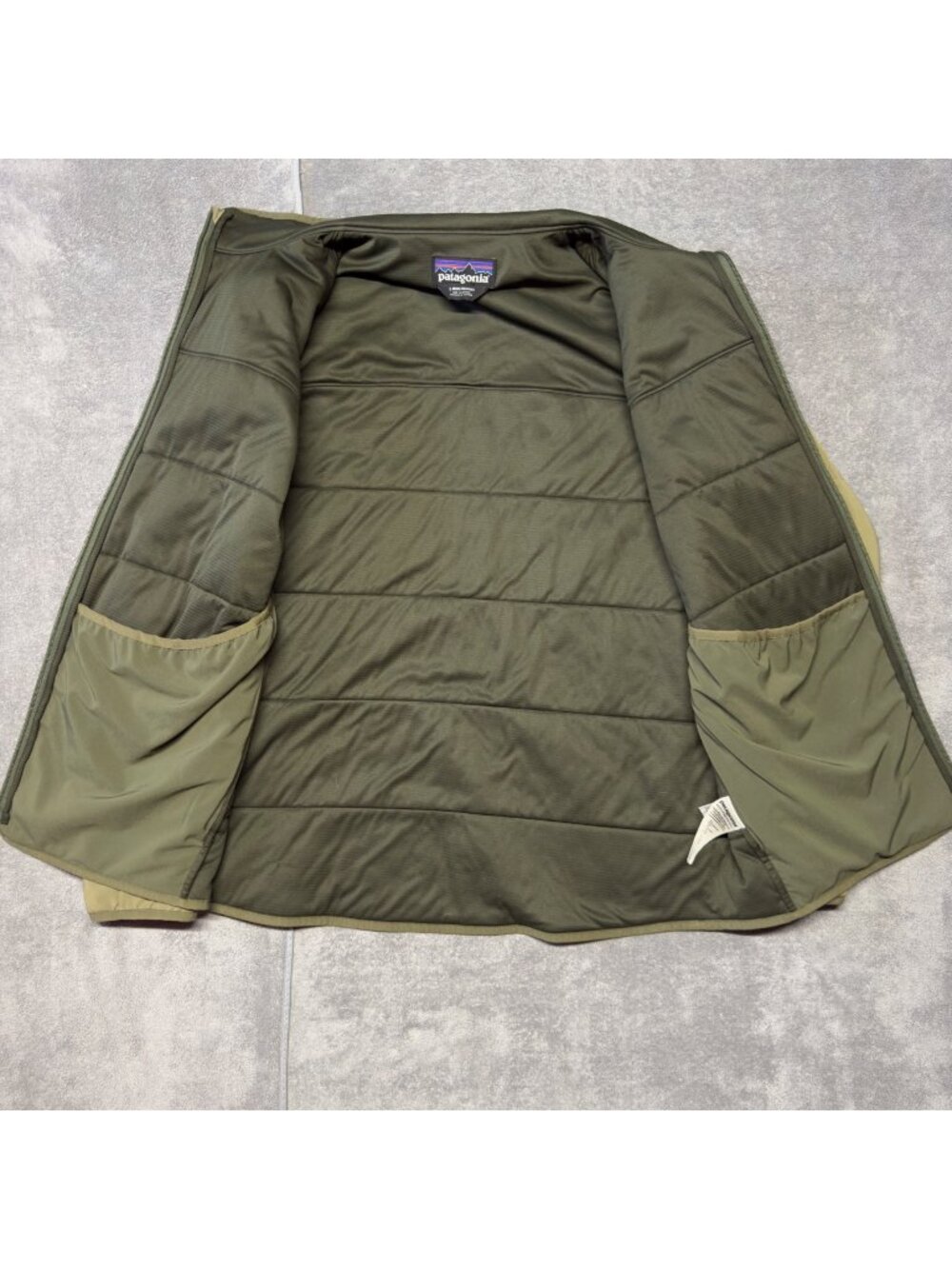 Patagonia Mens Pack In Jacket Large Olive Tan Full Zip - Picture 4 of 12